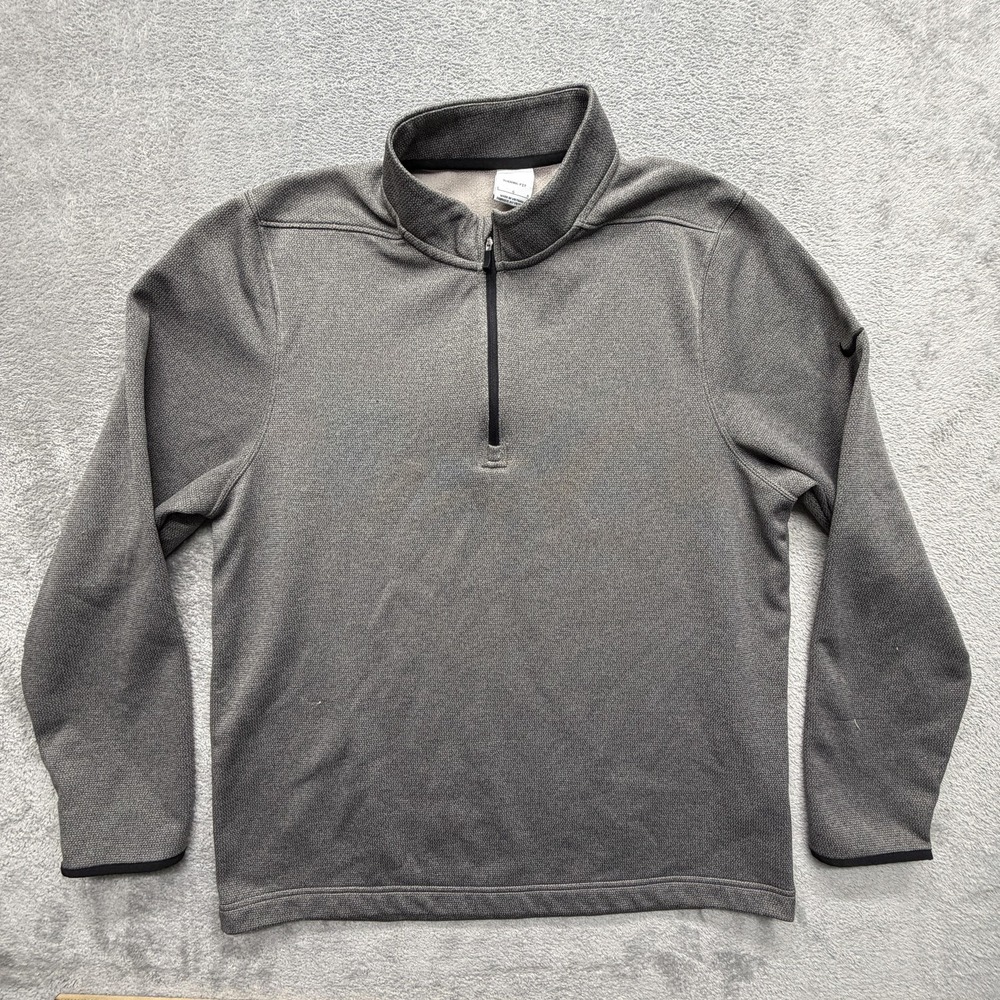 Nike Therma-FIT Pullover‎ Mens Large Gray Quarter Zip Fleece Athletic Top
